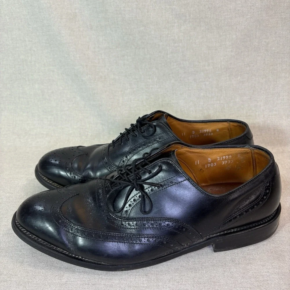 Allen Edmonds Leather Chester Wing Tip Black Oxford Dress Shoe Mens Size 11 D